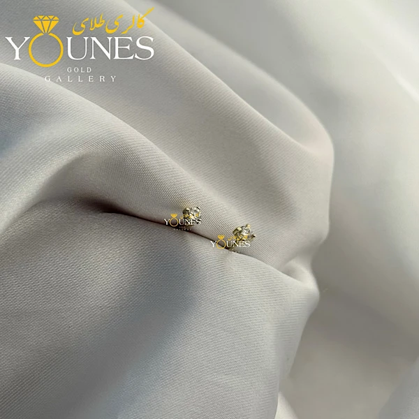 گوشواره طلا میخی نگینی دایره ای